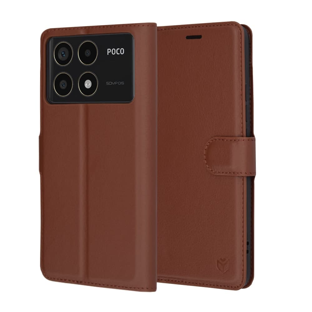 Techsuit Leather Folio - θήκη για Xiaomi Poco F6 Pro - Καφέ