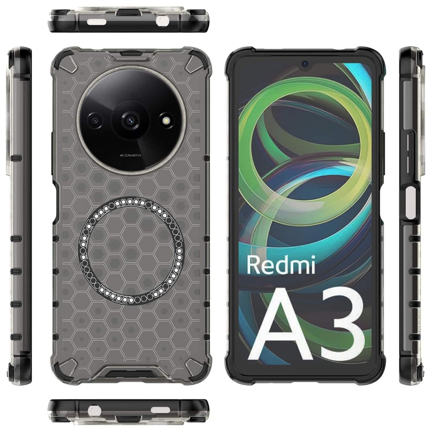 Techsuit HoneyComb Shield - θήκη για Xiaomi Redmi A3 / A3x - Μαύρο 2