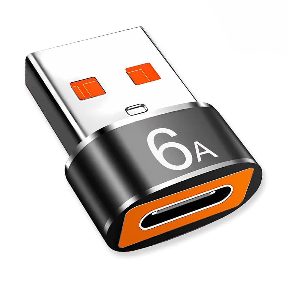 Techsuit - Premium OTG Adapter HyperPort (A4) - Type-C σε USB, 5Gbps, 6A, 120W, Μετατροπέας για Τηλέφωνο - Μαύρο / Πορτοκαλί