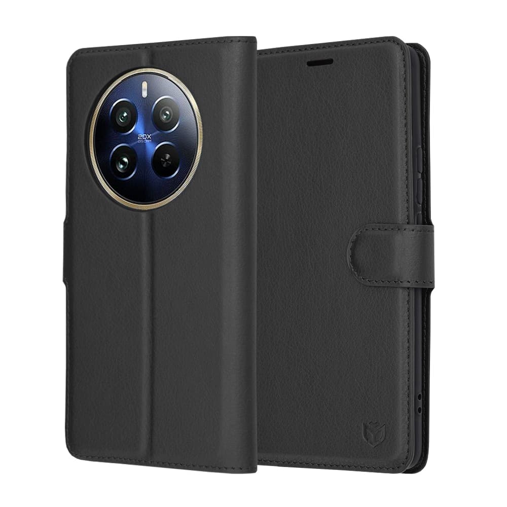 Techsuit Leather Folio - θήκη για Realme 12 Pro - Μαύρο