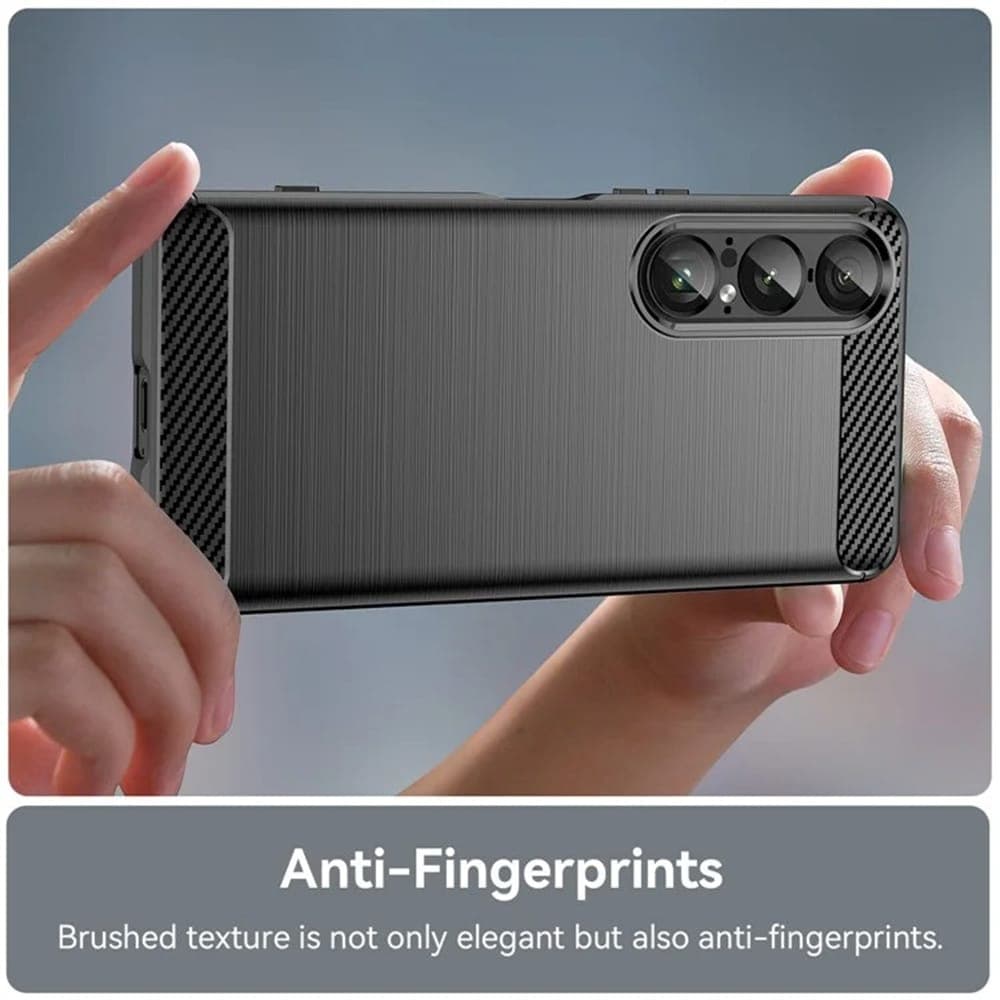 Techsuit Carbon Silicone - θήκη για Sony Xperia 1 VII - Μαύρο 5