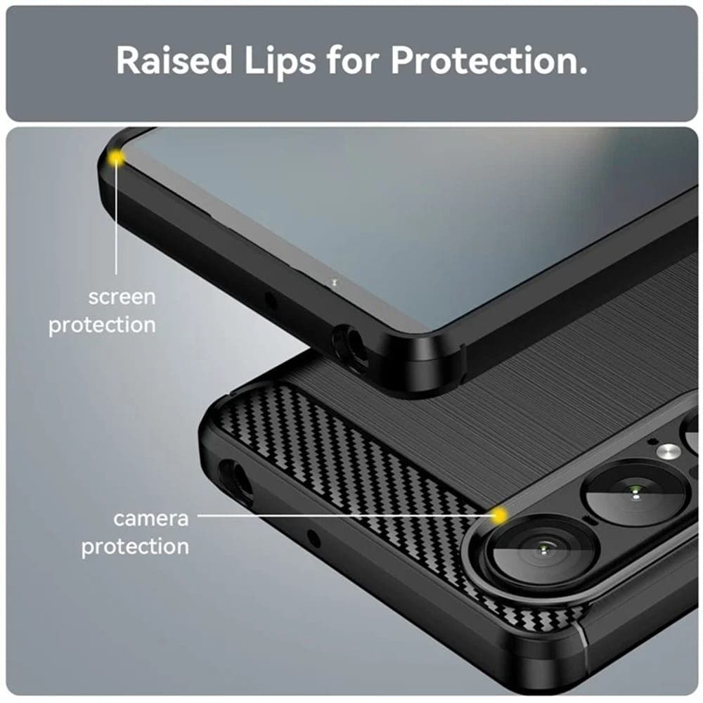 Techsuit Carbon Silicone - θήκη για Sony Xperia 1 VII - Μαύρο 4