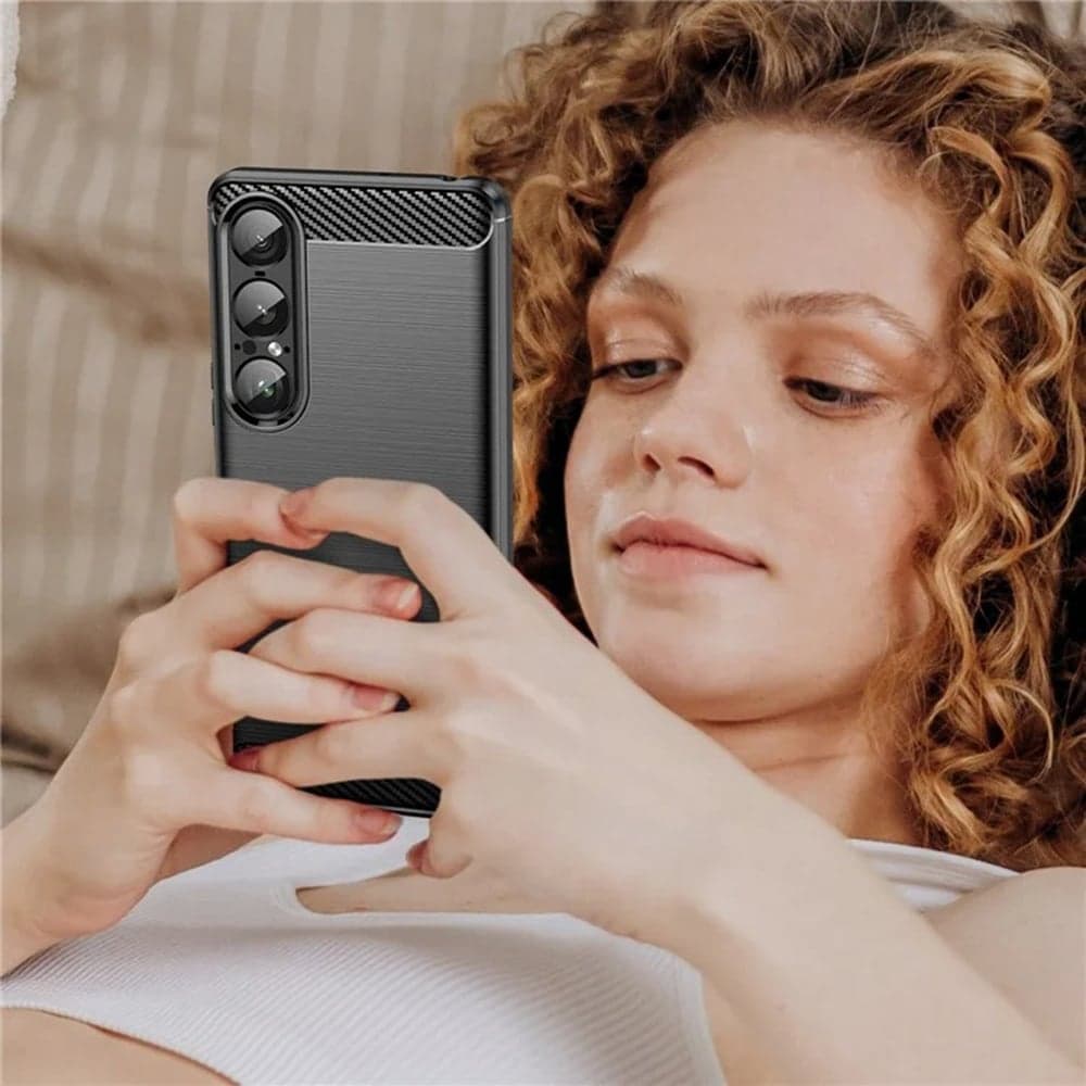 Techsuit Carbon Silicone - θήκη για Sony Xperia 1 VII - Μαύρο 2