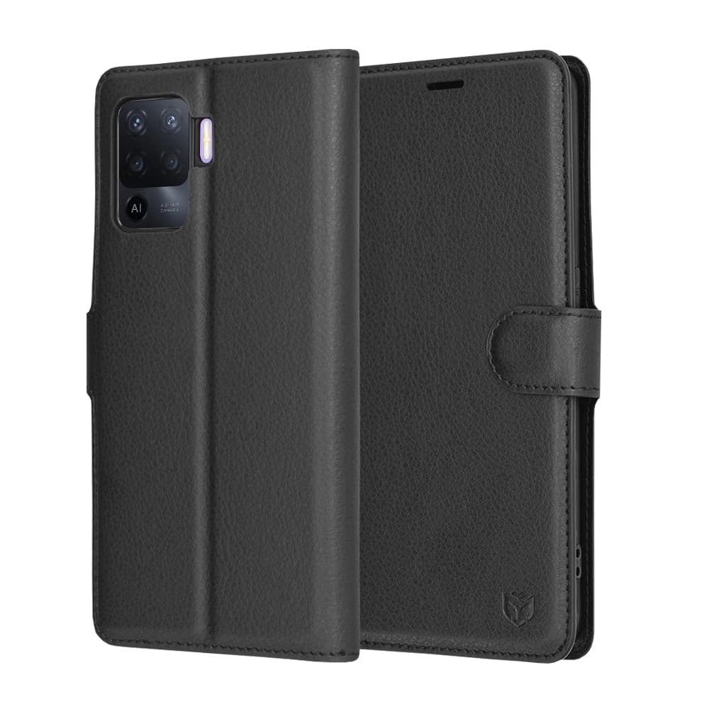 Techsuit Leather Folio - θήκη για Oppo Reno5 Lite / A94 4G - Μαύρο