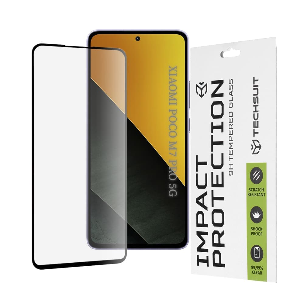 Techsuit - 111D Πλήρης Κάλυψη / Πλήρες Γυαλί με Κόλλα - Xiaomi Poco M7 Pro 5G - Μαύρο