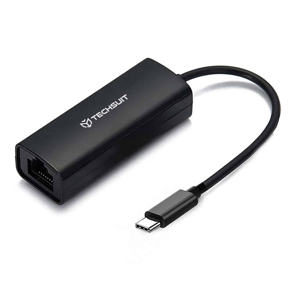 Techsuit - Προσαρμογέας Ethernet NetLink (AC20) - Αρσενικό τύπου C σε Θύρα LAN RJ45 Θηλυκό, 100Mbps, ABS - Μαύρο