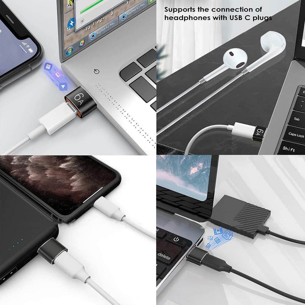 Techsuit - Premium OTG Adapter HyperPort (A4) - Type-C σε USB, 5Gbps, 6A, 120W, Μετατροπέας για Τηλέφωνο - Μαύρο / Πορτοκαλί 5