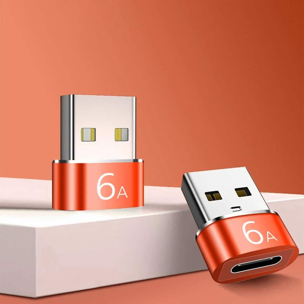 Techsuit - Premium OTG Adapter HyperPort (A4) - Type-C σε USB, 5Gbps, 6A, 120W, Μετατροπέας για Τηλέφωνο - Μαύρο / Πορτοκαλί 3