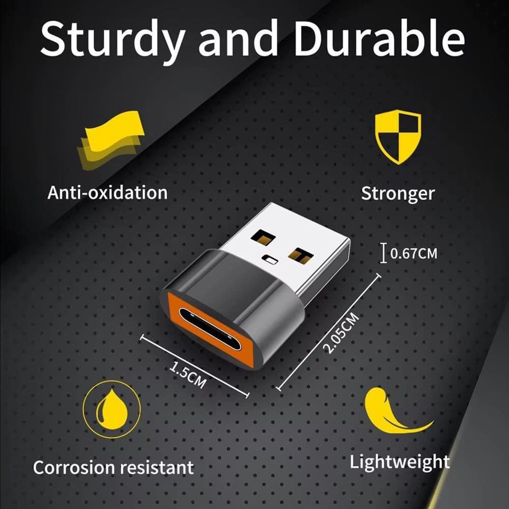 Techsuit - Premium OTG Adapter HyperPort (A4) - Type-C σε USB, 5Gbps, 6A, 120W, Μετατροπέας για Τηλέφωνο - Μαύρο / Πορτοκαλί 7