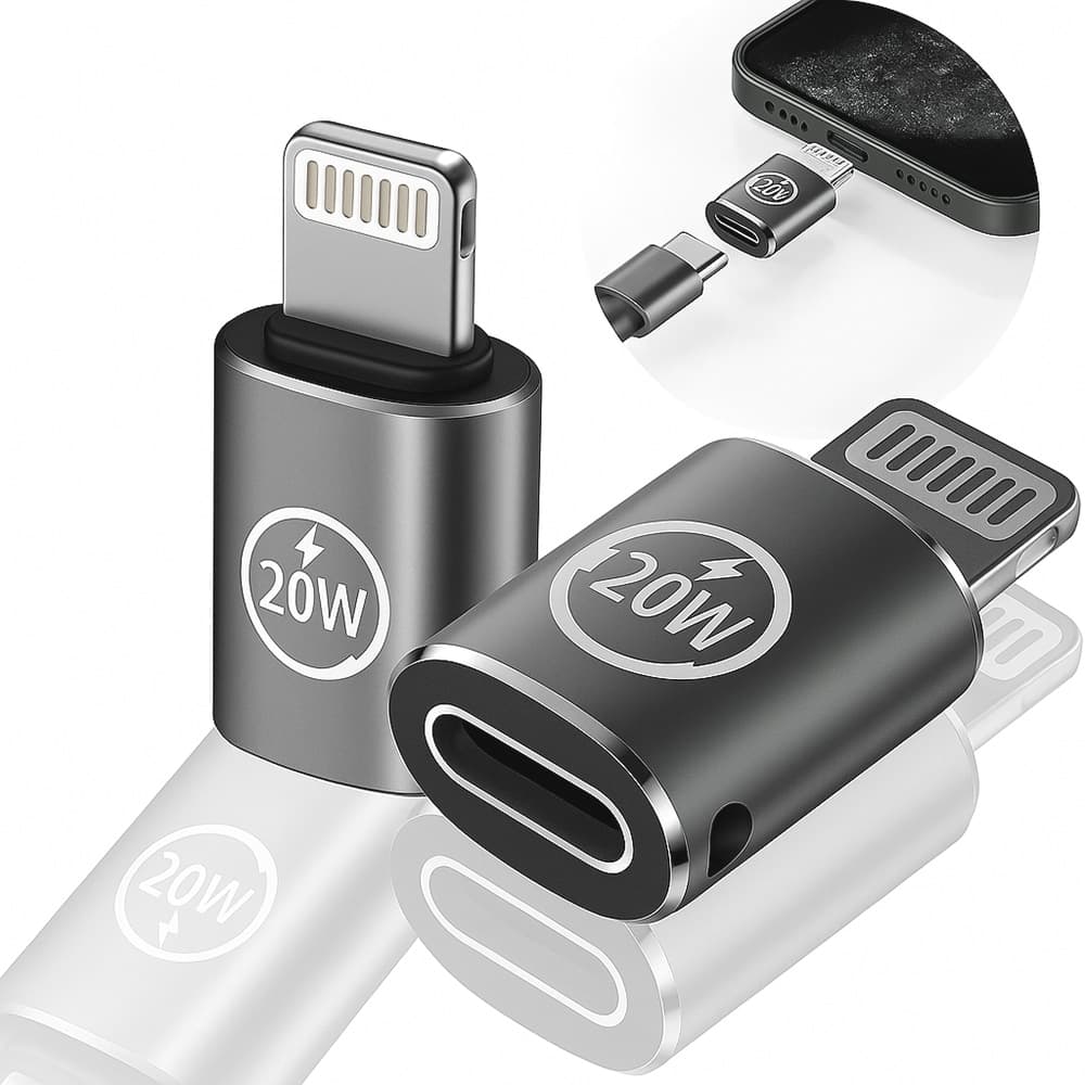 Techsuit - Premium OTG Adapter TitanCoreX (A11) - Type-C σε Lightning, 3A, Κράμα αλουμινίου, Plug&Play, Γρήγορη μεταφορά - Γκρι 2