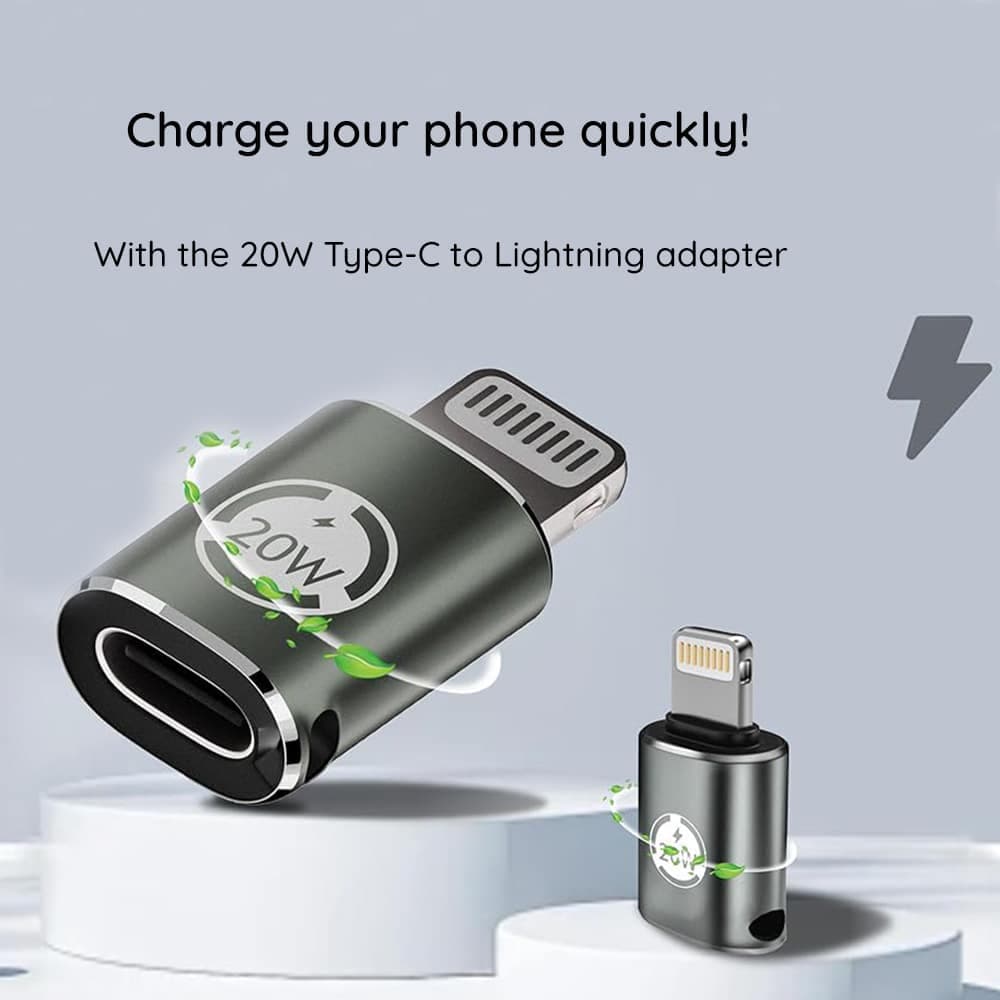 Techsuit - Premium OTG Adapter TitanCoreX (A11) - Type-C σε Lightning, 3A, Κράμα αλουμινίου, Plug&Play, Γρήγορη μεταφορά - Γκρι 7