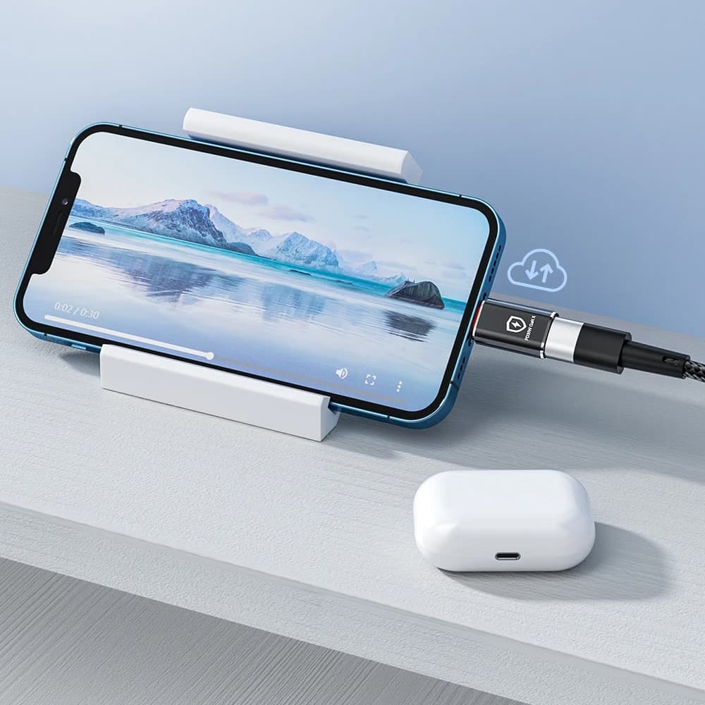 Techsuit - Premium OTG Adapter HyperPort (A6) - USB3.0 σε Lightning, PD30W, 5Gbps, GaN, Μετατροπέας για iPhone - Μαύρο / Πορτοκαλί 3
