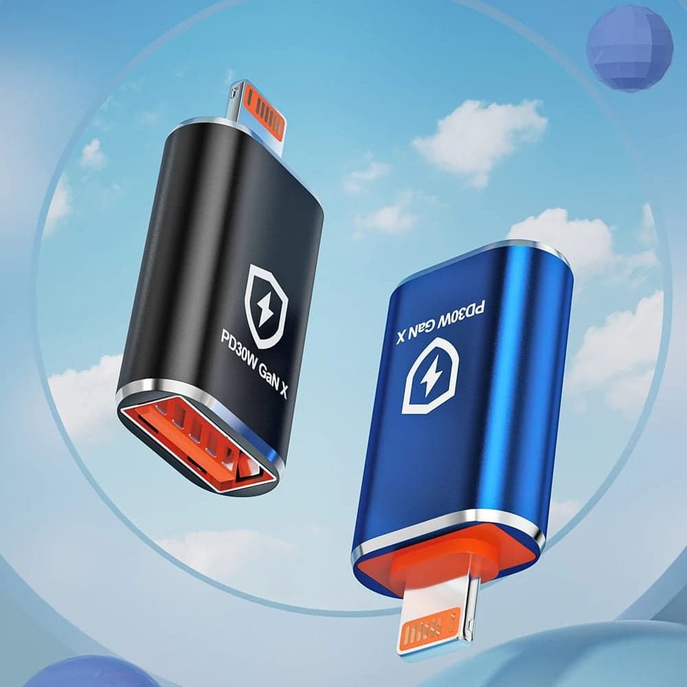 Techsuit - Premium OTG Adapter HyperPort (A6) - USB3.0 σε Lightning, PD30W, 5Gbps, GaN, Μετατροπέας για iPhone - Μαύρο / Πορτοκαλί 4