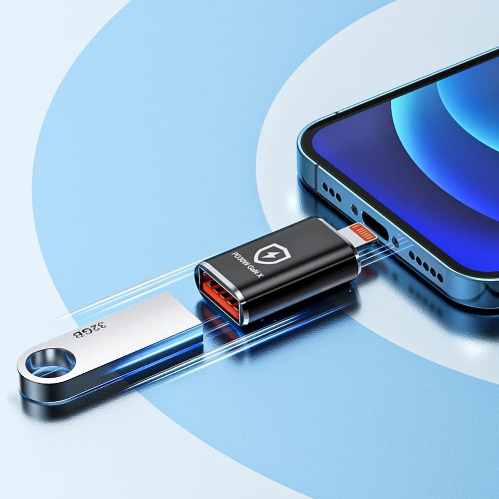 Techsuit - Premium OTG Adapter HyperPort (A6) - USB3.0 σε Lightning, PD30W, 5Gbps, GaN, Μετατροπέας για iPhone - Μαύρο / Πορτοκαλί 6