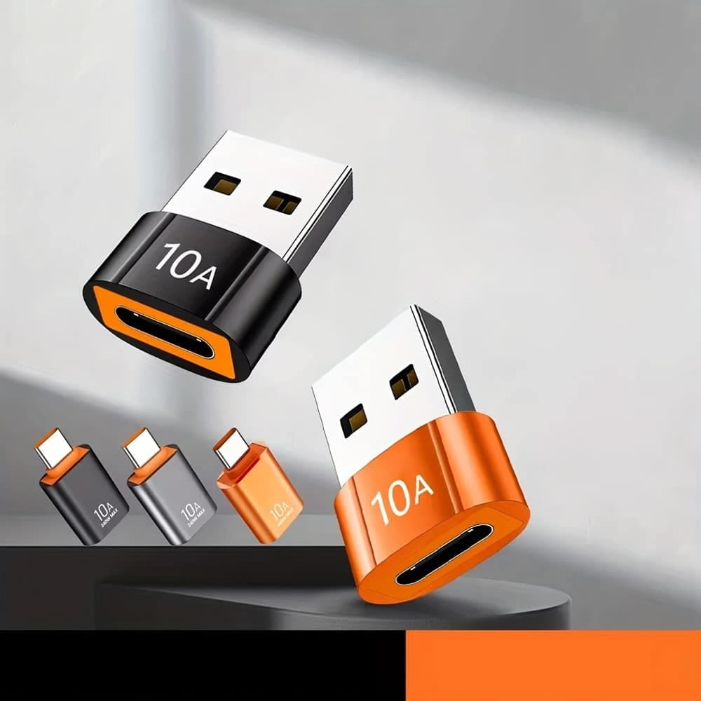 Techsuit - Premium OTG Adapter HyperPort (A7) - Type-C σε USB3.0, 5Gbps, 10A, Μετατροπέας για Τηλέφωνο - Μαύρο / Πορτοκαλί 6