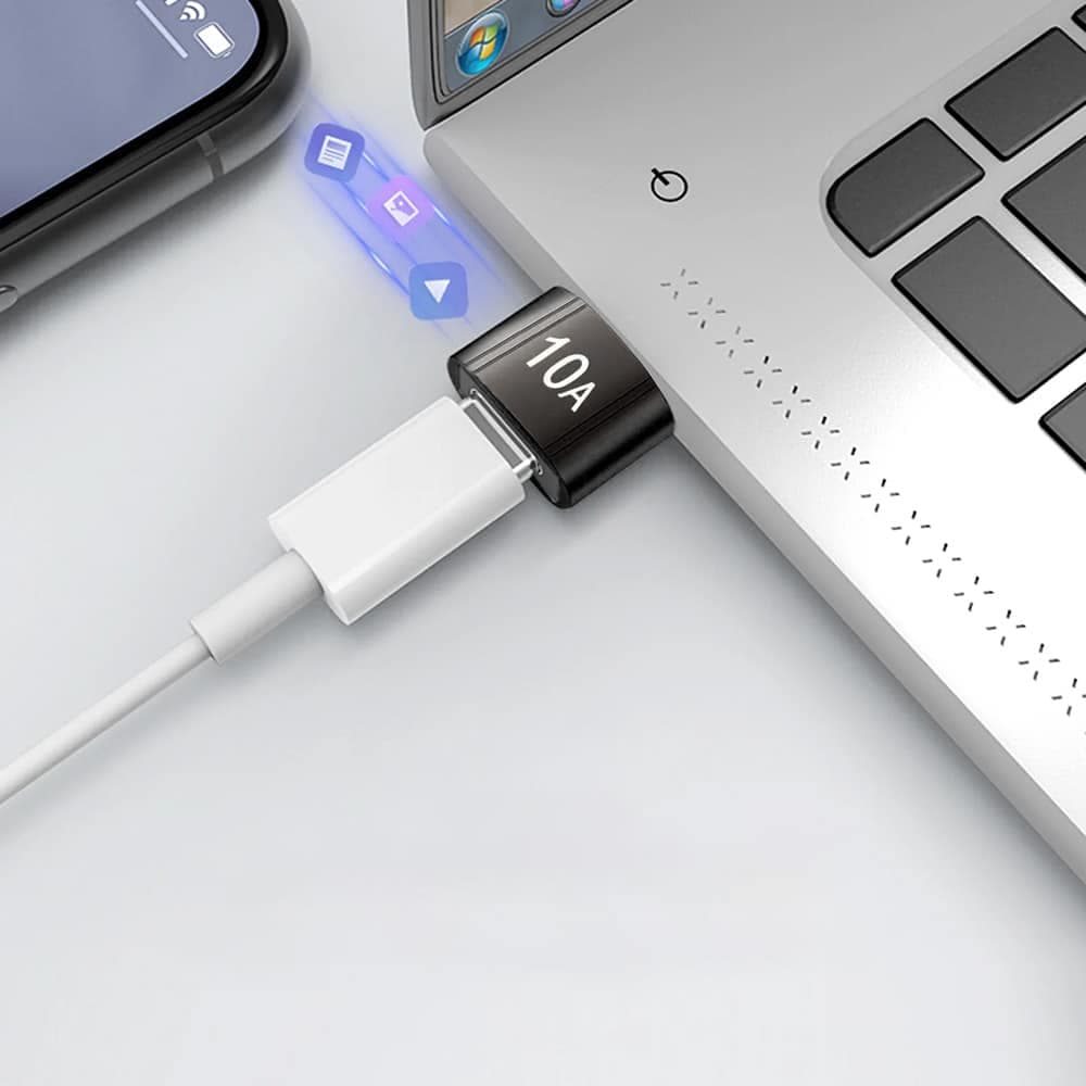 Techsuit - Premium OTG Adapter HyperPort (A7) - Type-C σε USB3.0, 5Gbps, 10A, Μετατροπέας για Τηλέφωνο - Μαύρο / Πορτοκαλί 3