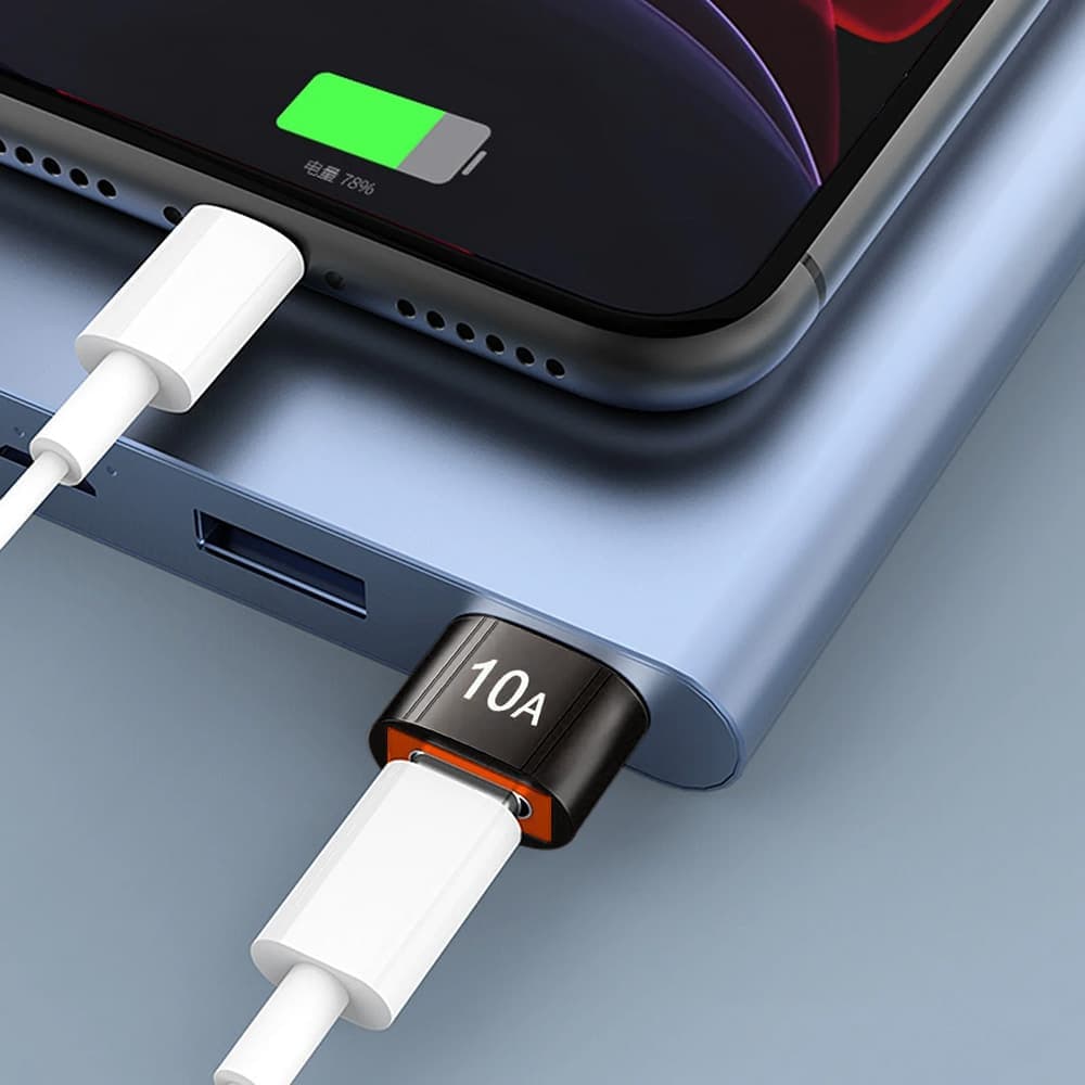 Techsuit - Premium OTG Adapter HyperPort (A7) - Type-C σε USB3.0, 5Gbps, 10A, Μετατροπέας για Τηλέφωνο - Μαύρο / Πορτοκαλί 4
