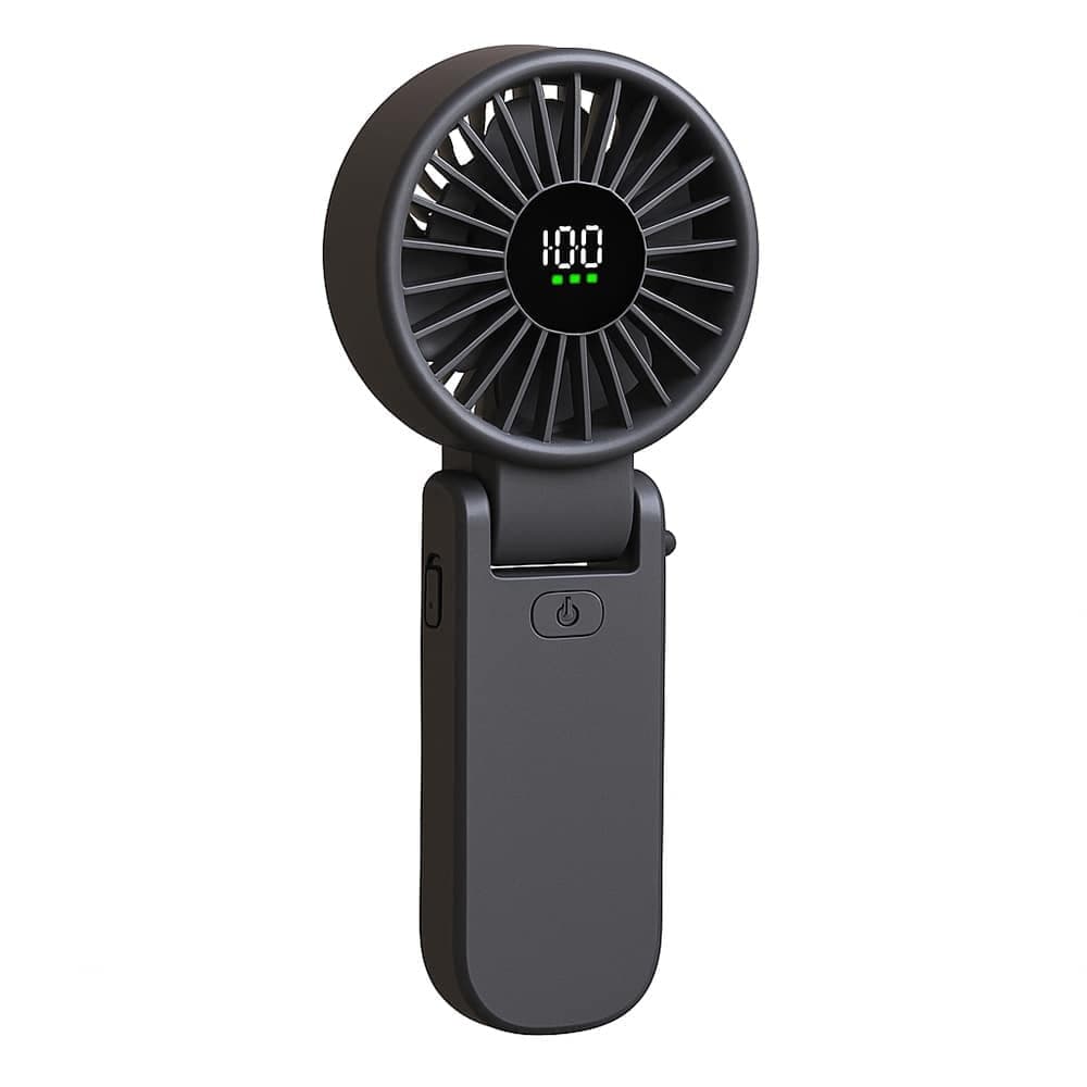 Techsuit - Ανεμιστήρας χειρός Premium Mini (A10) - με ψηφιακή οθόνη LED, επαναφορτιζόμενη θύρα USB-C, 100 ταχύτητες ανέμου, 5400RPM - Μαύρο 2
