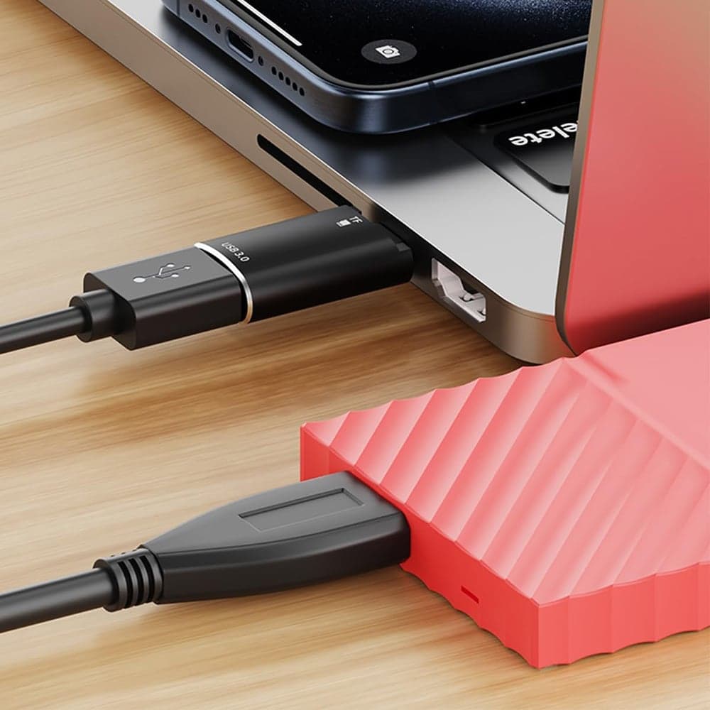 Techsuit - Αναγνώστης καρτών AluVoltX (CC1) - 2 σε 1, USB3.0 σε Type-C OTG, Κάρτα μνήμης TF, 3A, Plug&Play, Γρήγορη μεταφορά δεδομένων - Μαύρο 7