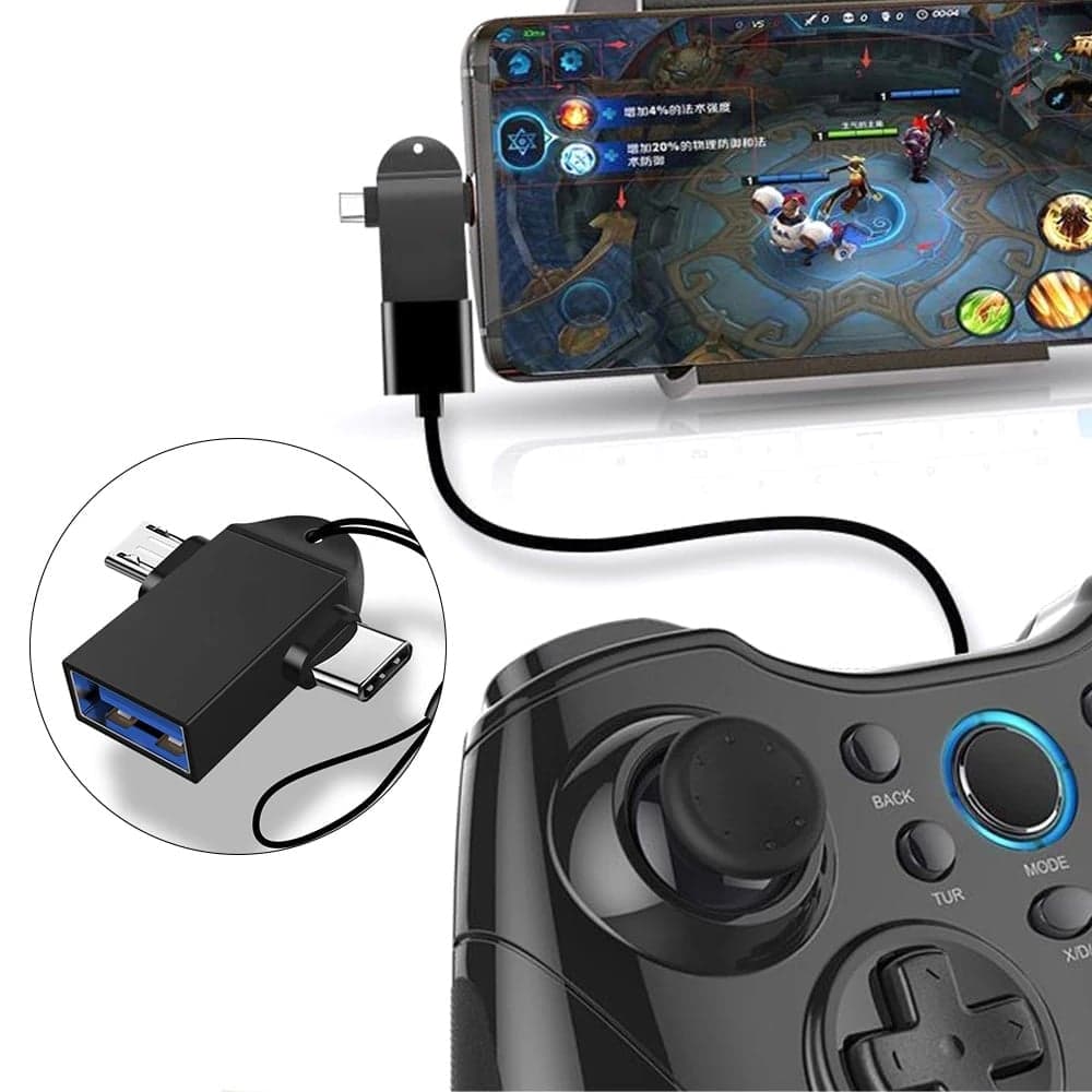 Techsuit - Προσαρμογέας OTG AluCoreX (A15) - 3 σε 1, USB σε Micro-USB + Type-C, Plug and Play, Κράμα αλουμινίου - Μαύρο 5