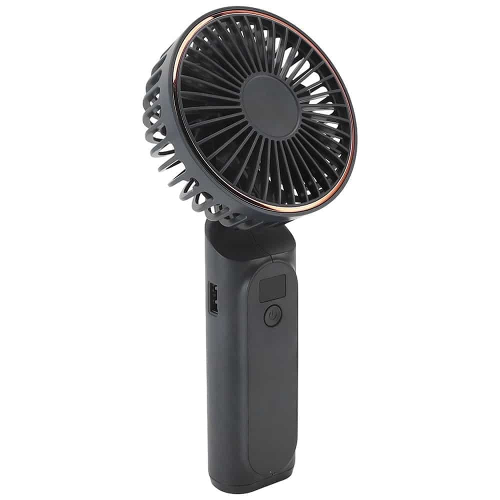 Techsuit - Ανεμιστήρας χειρός Premium Mini (M12) - με ψηφιακή οθόνη LED, επαναφορτιζόμενη θύρα USB-C, 6 ταχύτητες ανέμου, 5000mAh - Μαύρο 3