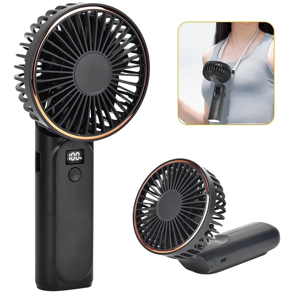 Techsuit - Ανεμιστήρας χειρός Premium Mini (M12) - με ψηφιακή οθόνη LED, επαναφορτιζόμενη θύρα USB-C, 6 ταχύτητες ανέμου, 5000mAh - Μαύρο 7