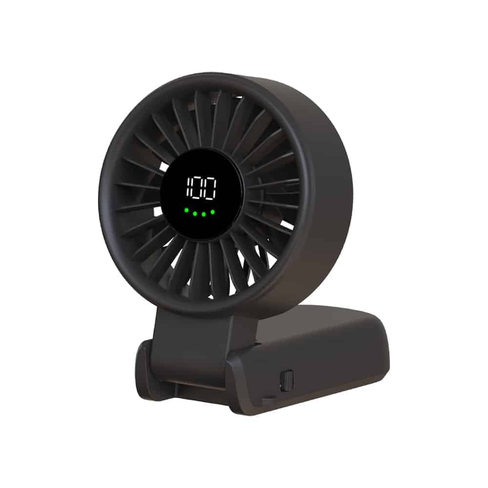 Techsuit - Ανεμιστήρας χειρός Premium Mini (A10) - με ψηφιακή οθόνη LED, επαναφορτιζόμενη θύρα USB-C, 100 ταχύτητες ανέμου, 5400RPM - Μαύρο 3