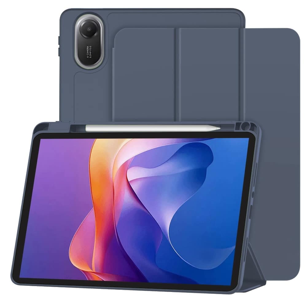 Techsuit - Τρίπτυχη εύκαμπτη (με βάση μολυβιού) - Xiaomi Redmi Pad 2 - Σκούρο μπλε