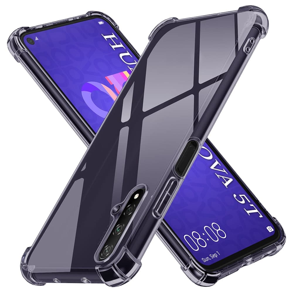 Techsuit Shockproof Clear Silicone - θήκη για Huawei nova 5T / Honor 20 - Μαύρο