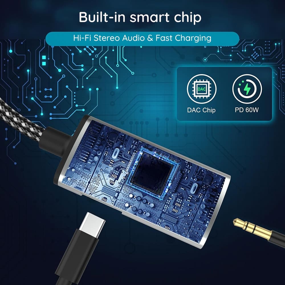 Techsuit - 2in1 Audio Adapter Acusticore (ac22) - Type-C To Type-C/jack 3.5mm, Fast Charging, Dac Chip, Hi-Fi Sound - Gray 3