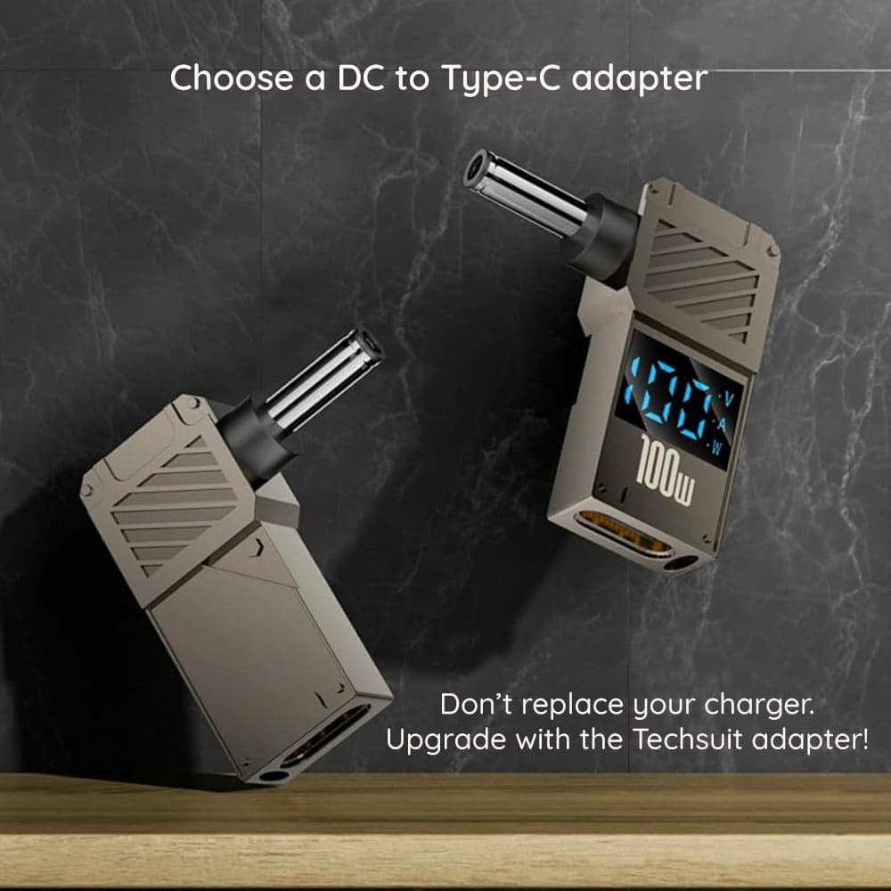 Techsuit - Adapter Laptopplugx (a22) - For Laptop, Dc To Type-C, 100w, Led Display - Grey 4