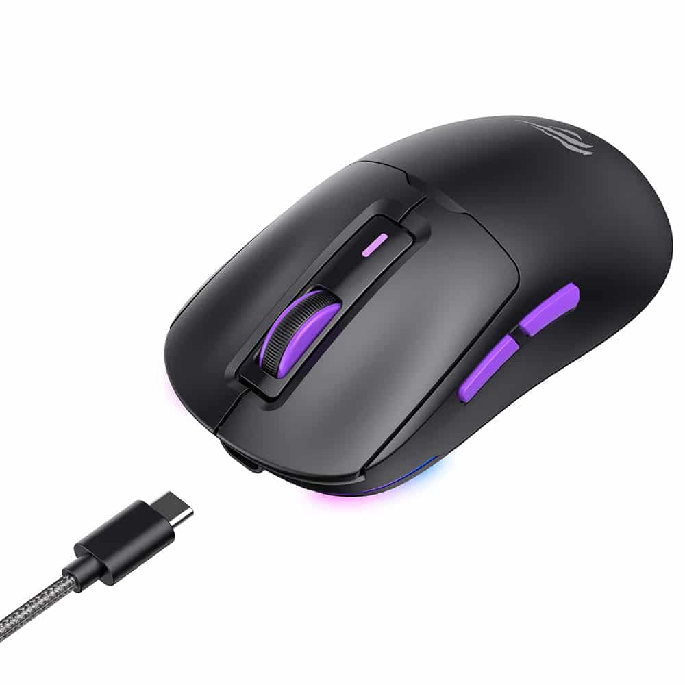 Havit - Wireless Gaming Mouse (ms969wb) - 1000 - 16000dpi, Led Lights, 150mah, 1.6m, 5v - Black / Purple 2
