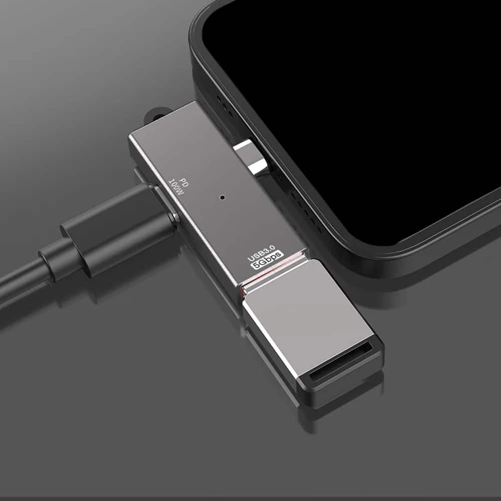 Techsuit - Adapter Datablitz (a21) - Type-C, USB3.0, Pd100w, 5gbps - Gray 2