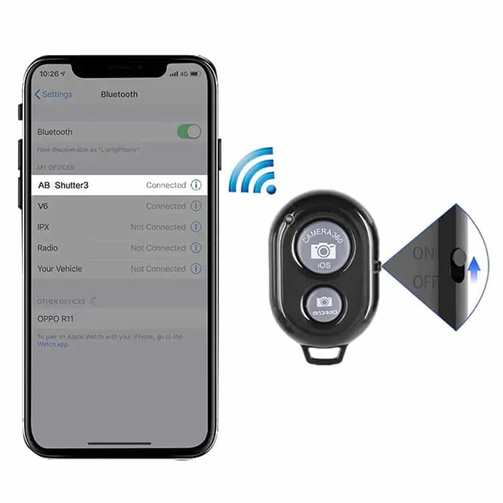 Techsuit - Bluetooth Remote Control (RMC-01) - for Selfie, iOS 360° Camera, Android, CR2032 Battery - Black 4