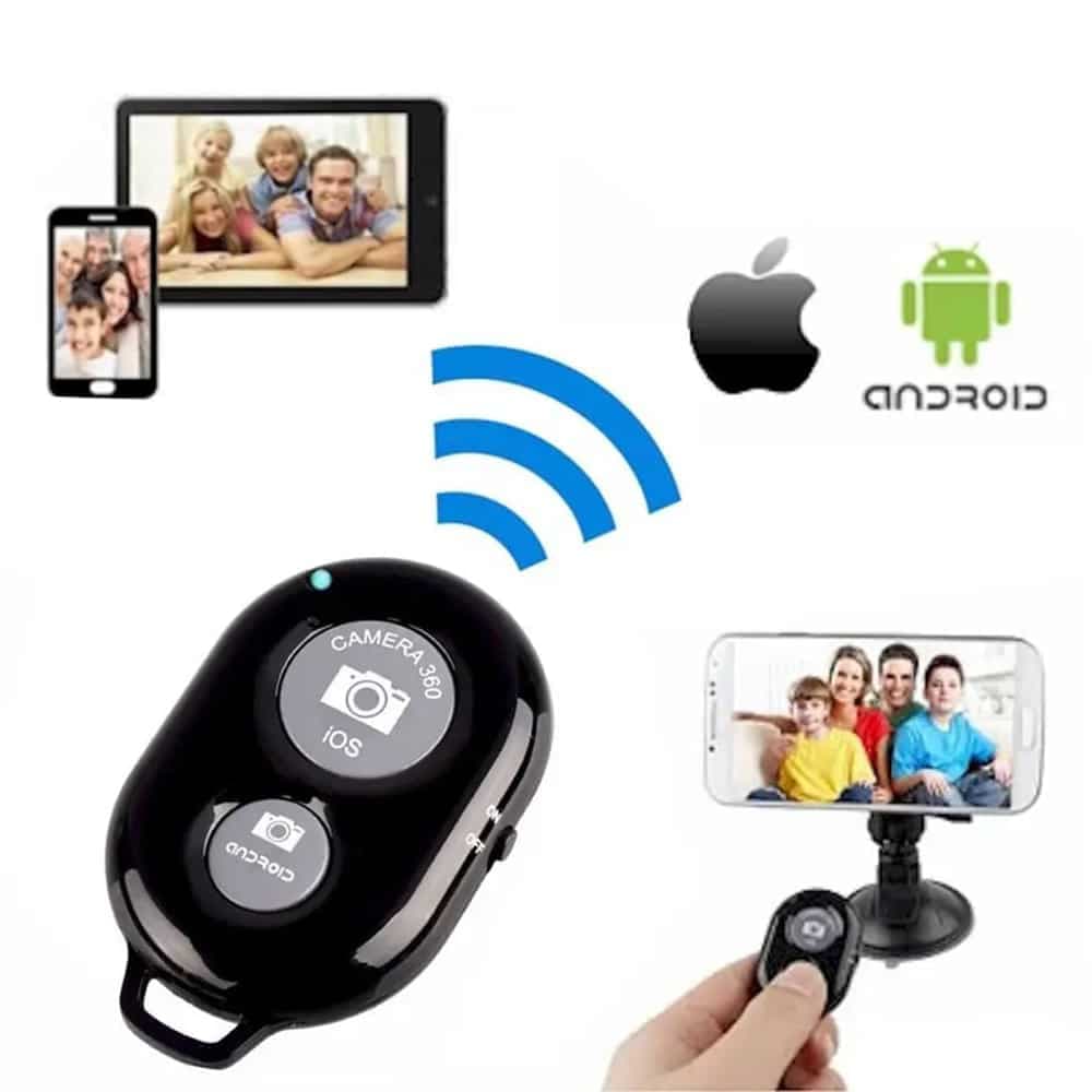 Techsuit - Bluetooth Remote Control (RMC-01) - for Selfie, iOS 360° Camera, Android, CR2032 Battery - Black