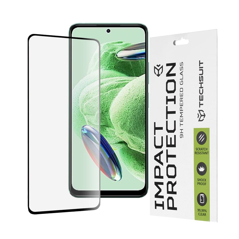 Techsuit - 111D Πλήρης Κάλυψη / Full Glue Γυαλί - Xiaomi Redmi Note 12 5G / Note 12 4G / Poco X5 - Μαύρο