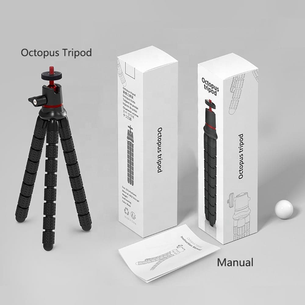 Techsuit - Octopus Tripod (JX-004) - for Phone and GoPro Action Camera, Portable, Flexible - Black 11