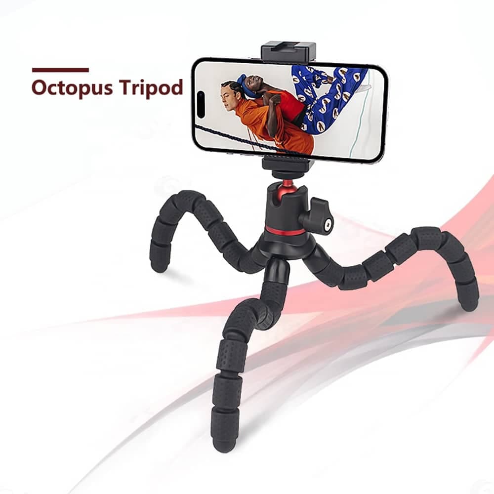 Techsuit - Octopus Tripod (JX-004) - for Phone and GoPro Action Camera, Portable, Flexible - Black 3