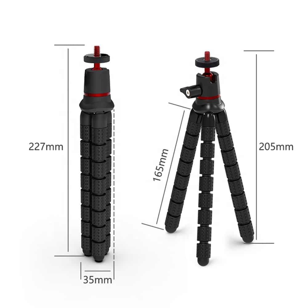 Techsuit - Octopus Tripod (JX-004) - for Phone and GoPro Action Camera, Portable, Flexible - Black 6