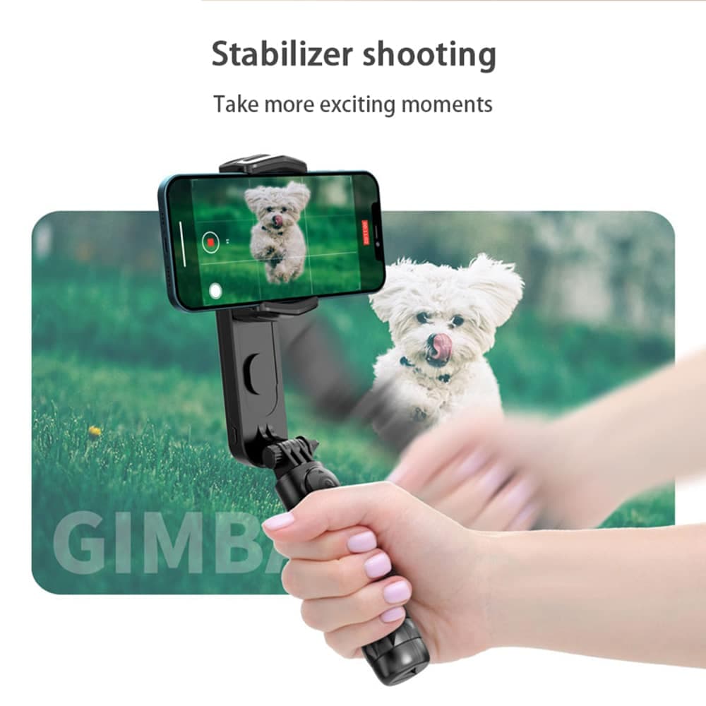 Techsuit - Gimbal Mini Selfie Stick (Q09) - Stabilizer Tripod with LED Light and Bluetooth Remote Control, 70cm - Black 4