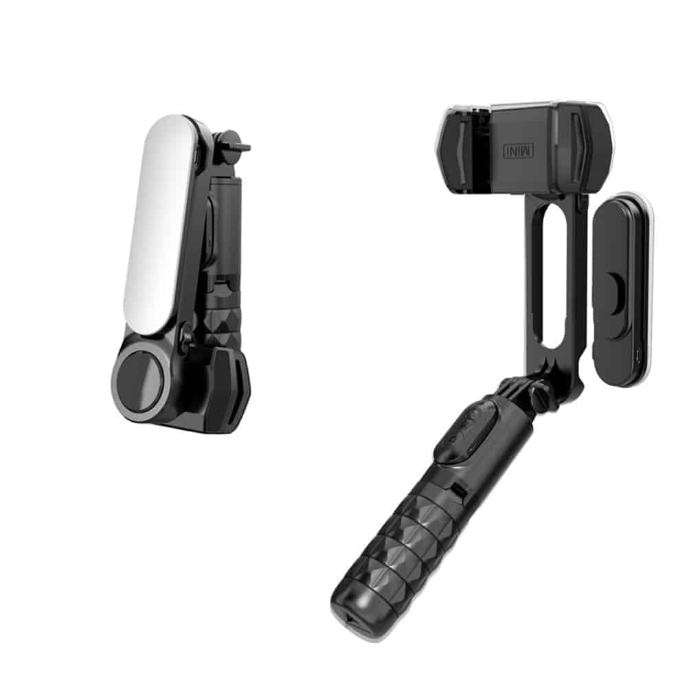 Techsuit - Gimbal Mini Selfie Stick (Q09) - Stabilizer Tripod with LED Light and Bluetooth Remote Control, 70cm - Black 5