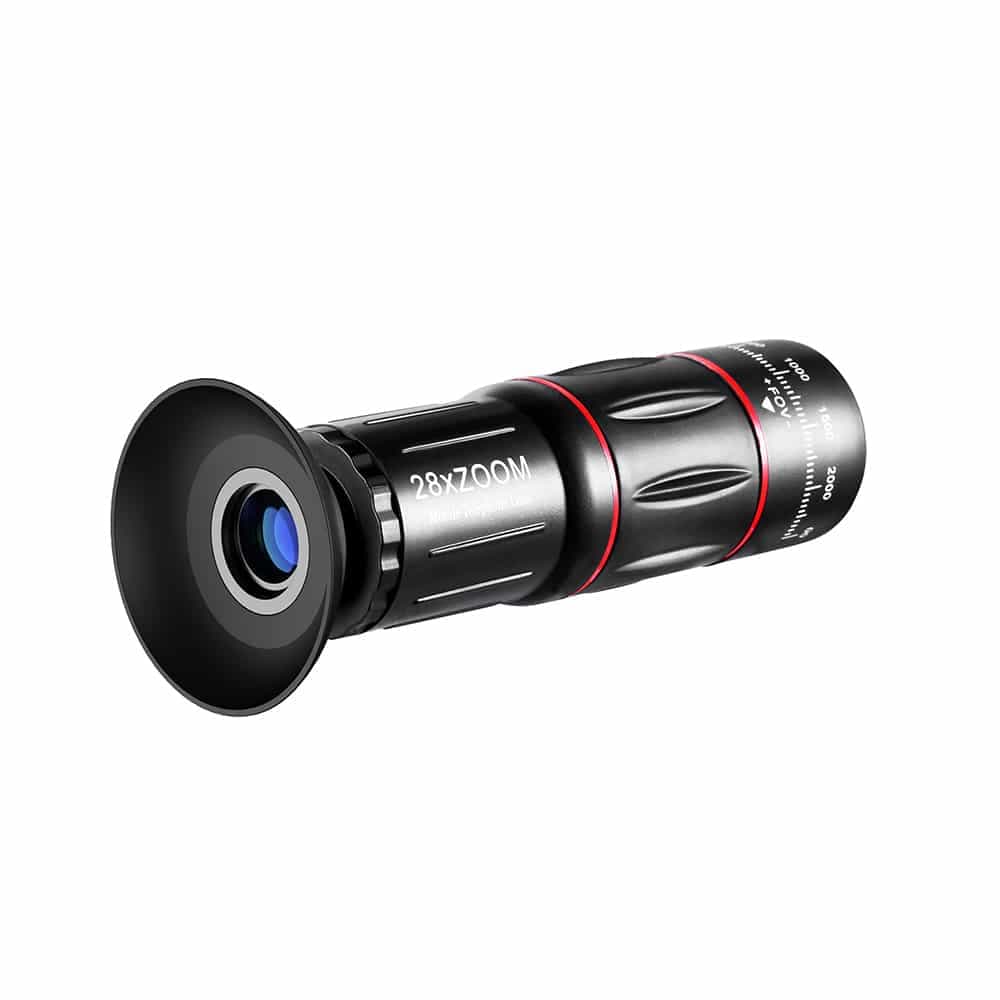 Techsuit - Σετ Φακού Κάμερας Τηλεφώνου (W28) - 28xZoom, HD Κρύσταλλο Lanthanide με Τρίποδο, Σύνδεση & E-Clip και Τσάντα - Μαύρο 6