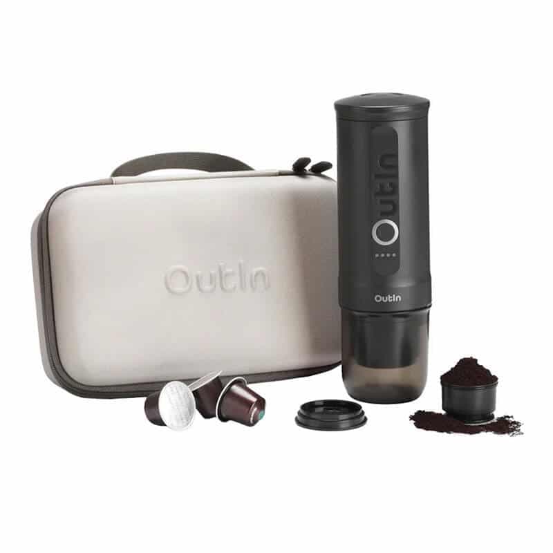 Outin Nano 7500mah Portable Coffee Maker Set (gray) + Protective Case