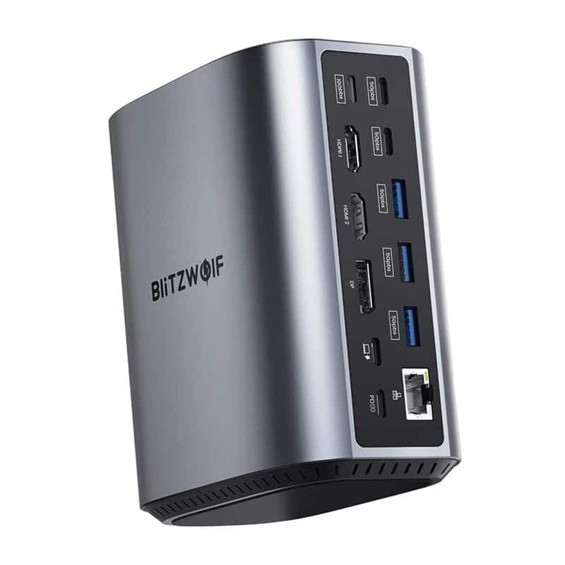 Σταθμός Σύνδεσης Blitzwolf Bw-Th15 17in1 2xhd+dp+4xc+3xusb 3.0+usb 3.1+c 3.2+c Pd+rj45+micro Sd+sd+3.5mm Audio 3