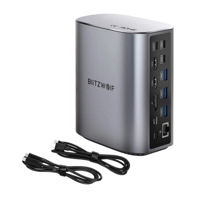 Σταθμός Σύνδεσης Blitzwolf Bw-Th15 17in1 2xhd+dp+4xc+3xusb 3.0+usb 3.1+c 3.2+c Pd+rj45+micro Sd+sd+3.5mm Audio 2
