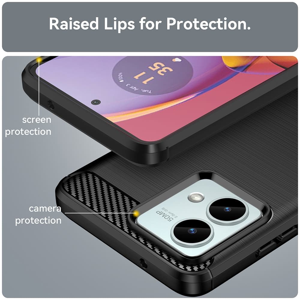 Techsuit Carbon Silicone - θήκη για Motorola Moto G84 - Μαύρο 5