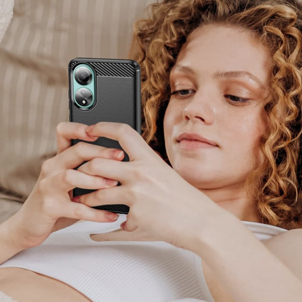 Techsuit Carbon Silicone - θήκη για Oppo A78 4G - Μαύρο 5