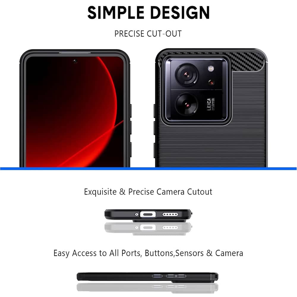 Techsuit Carbon Silicone - θήκη για Xiaomi 13T - Μαύρο 5