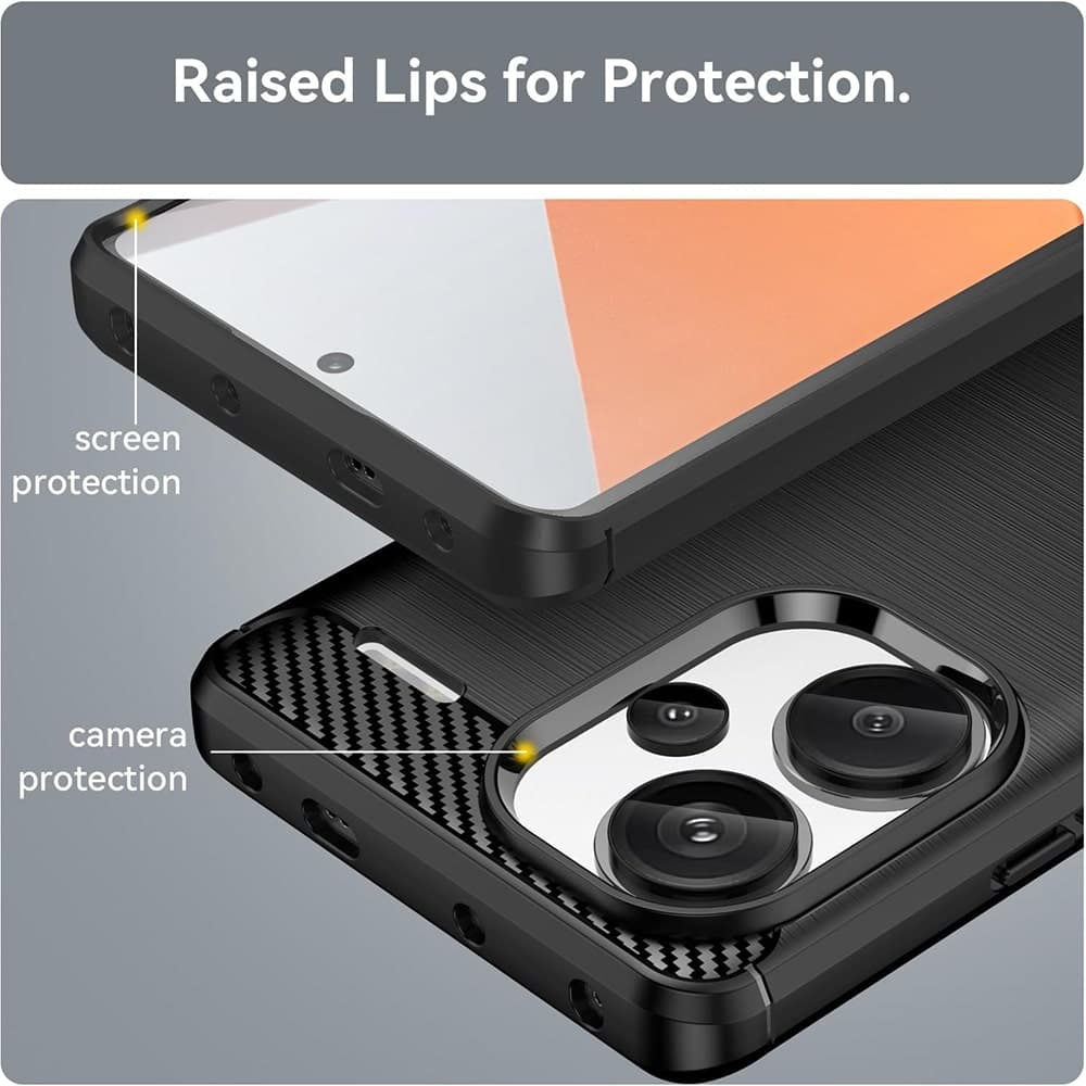Techsuit Carbon Silicone - θήκη για Xiaomi Redmi Note 13 Pro+ 5G - Μαύρο 5