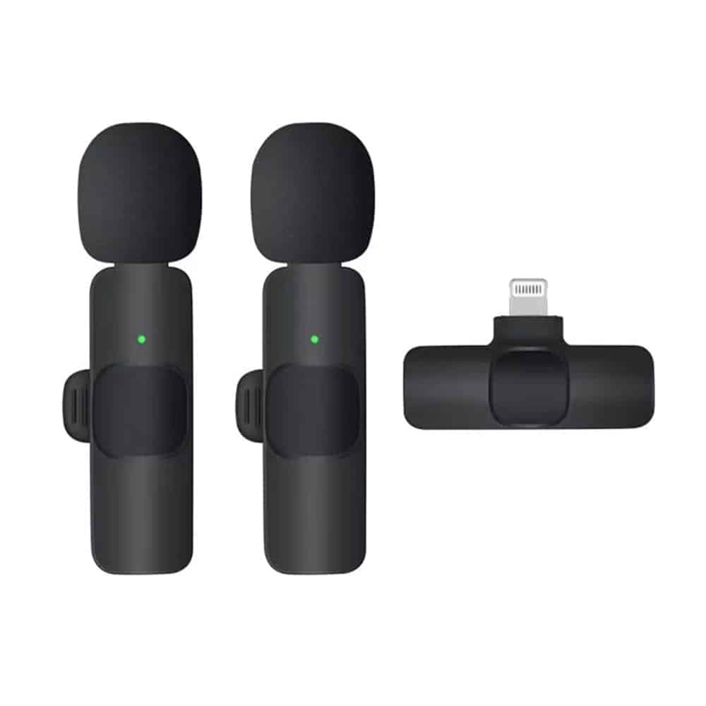 Techsuit - (2 pack) Ασύρματο Μικρόφωνο Lavalier (LW1) - με Δέκτη, Σύνδεσμο Lightning, για iPhone Plug & Play, Κλιπ Γιακά - Μαύρο